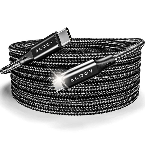 Usb-c Typ C Kabel, Leistungsstark Und Schnell (60 W Pd), 2 M, Für Iphone 15/pro/max, Nylonkabel, Alogy Schwarz