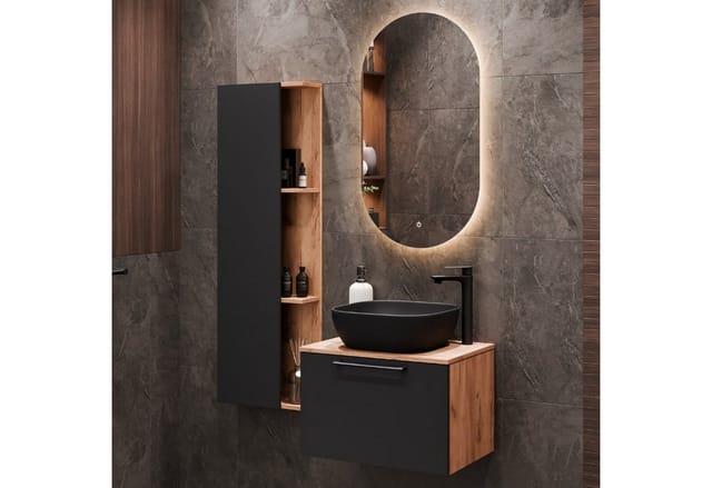 Planetmöbel Badmöbel-Set Astra, (Badezimmerschrank, 3-St., Waschbeckenunterschrank), Badezimmer Möbel im modernen Design