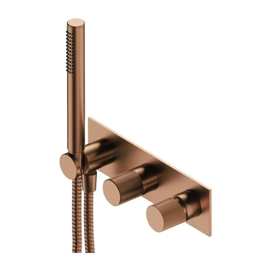 Omnires Contour - Unterputzarmatur Mit Einbaukörper, Für 2 Verbraucher, Mit Zubehör, Kupfer Gebürstet Ct8035-1cpb