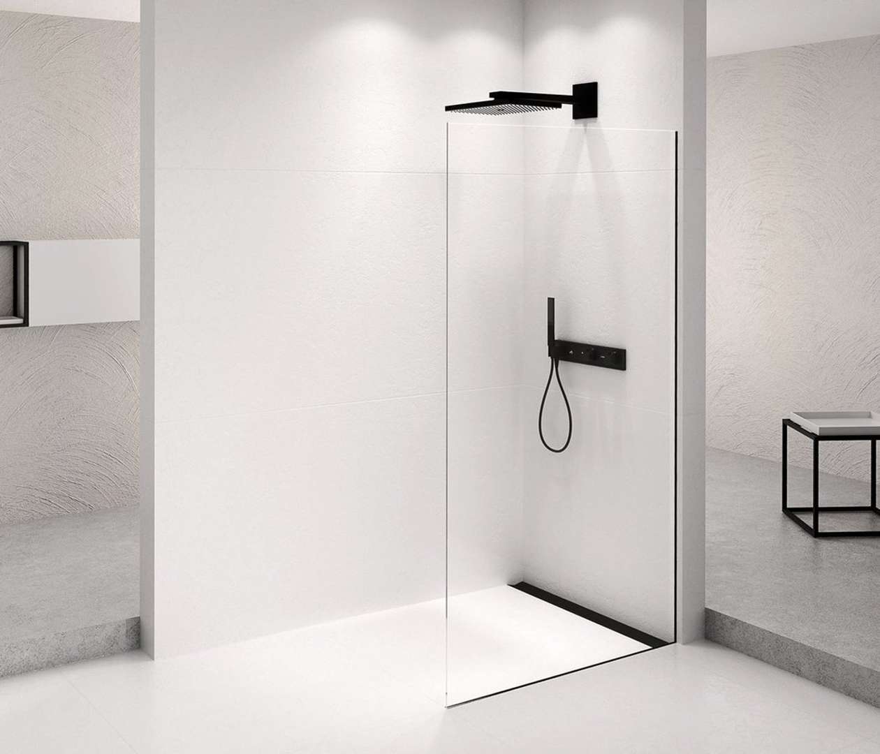 Polysan Architex - Duschwand Walk-in, 96x210 Cm, Mattschwarz/klarglas Axb100cl