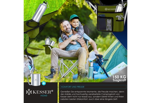 KESSER Campingstuhl, faltbarer Klappstuhl bis150kg belastbar Angelstuhl Faltstuhl