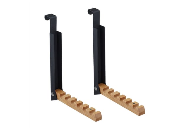 relaxdays Türhaken Klappbare Türgarderobe 2er Set, (2-St), schwarz