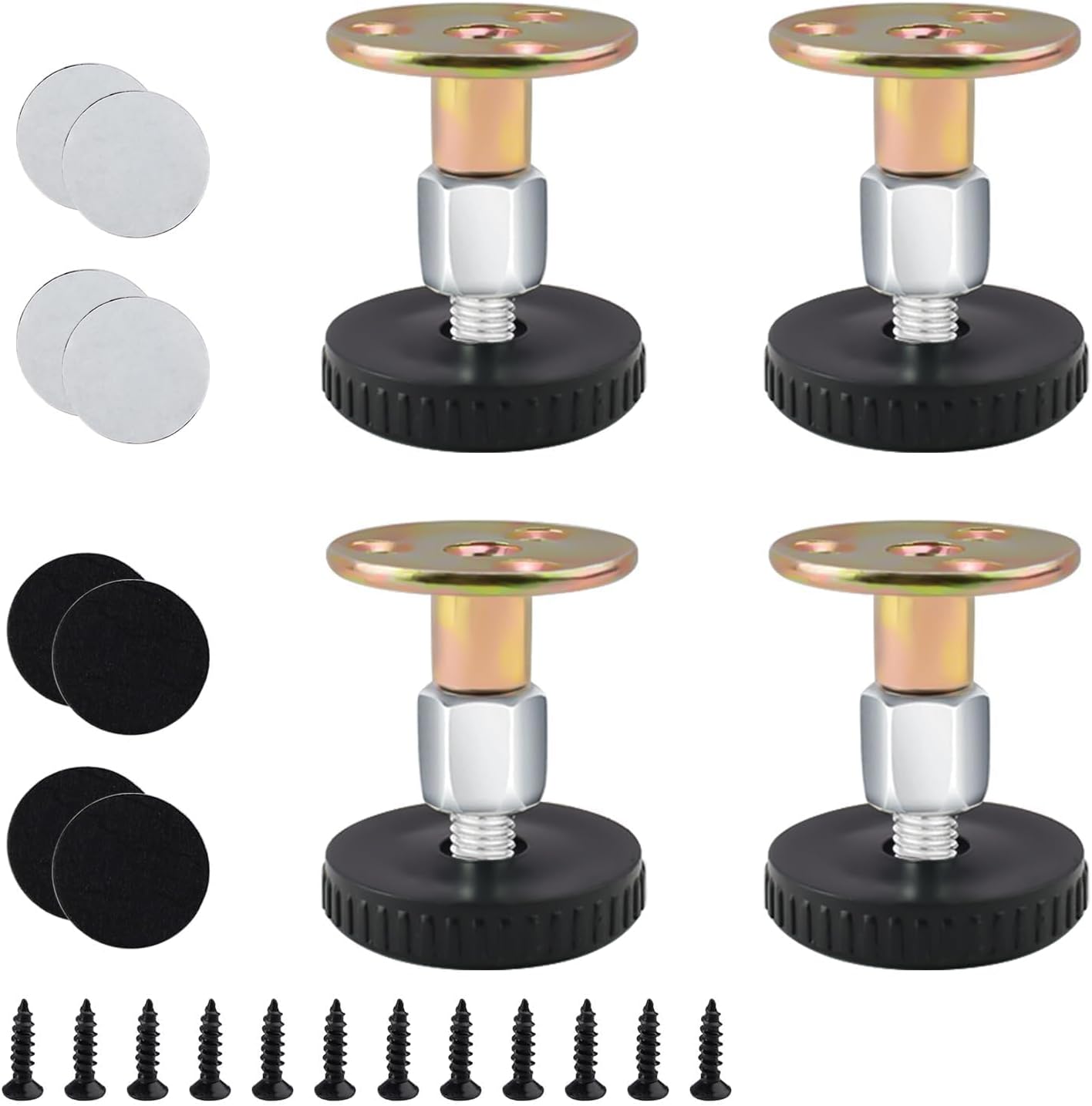 Set Mit 4 Verstellbaren Möbelfüßen, Höhenverstellbar Von 27 Bis 64 Mm, Robust Und Bohrfrei Montierbar, Mit Rutschfesten Pads Für Bänke, Schränke, Tische Und Haushaltsgeräte