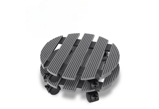 Clanmacy Pflanzenroller 2x Pflanzenroller Blumenroller Blumentopfuntersetzer Grau Rund