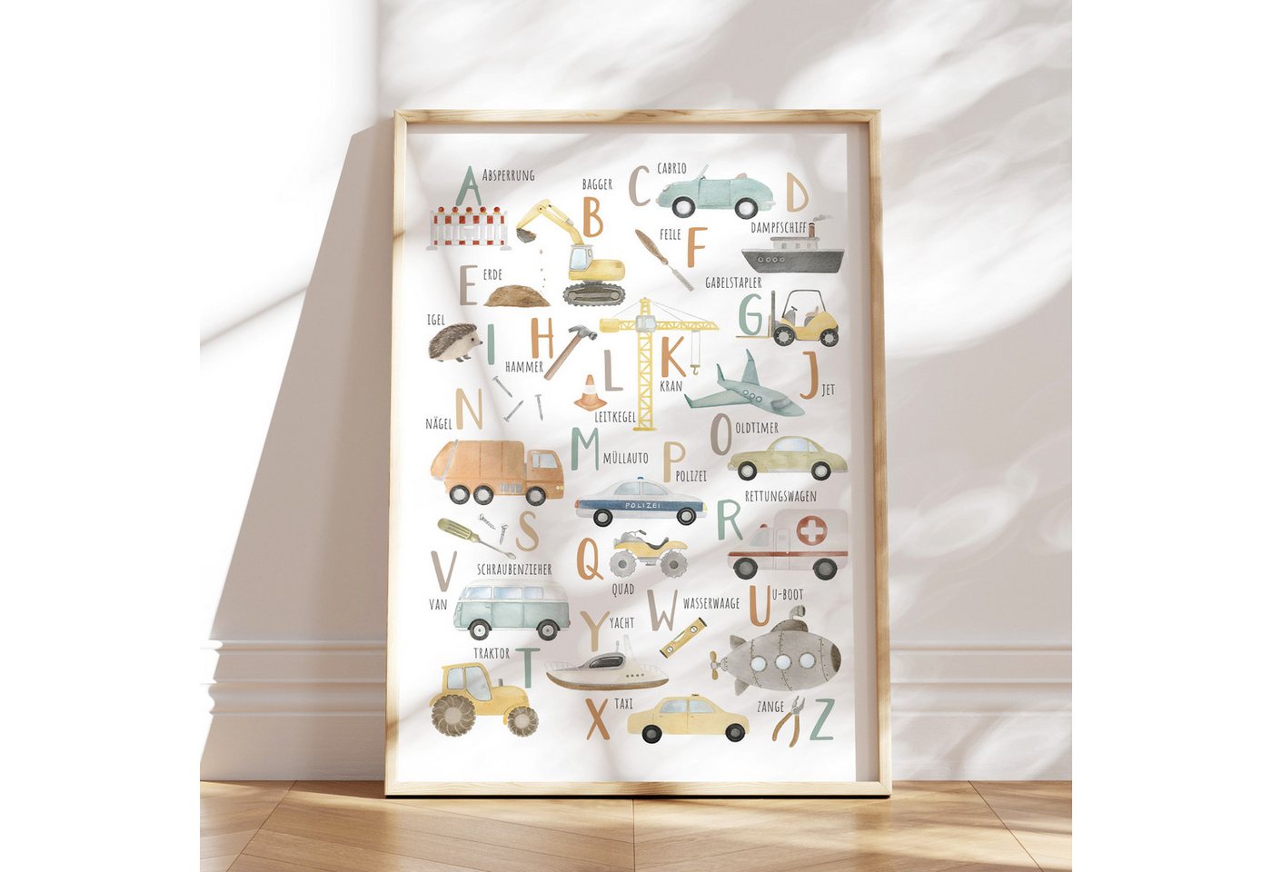 MeinBaby123® Poster Bagger, Bilder Kinderzimmer Deko, Baufahrzeuge, Kran, Baustelle, Babyzimmer, Wandbilder Bild 4