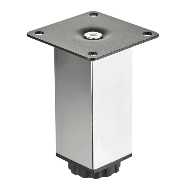 SO-TECH® Möbelfuß ZULU 38 x 38 mm 100 - 150 mm, belastbar bis 100 kg pro Fuß, (1-St), Vitrinenfuß Sockelfuß Schrankfuß Höhe 100 mm Chrom poliert
