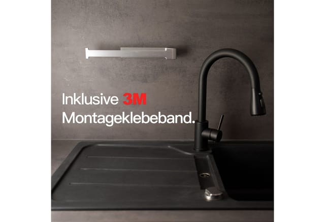 Designfabrik Hamburg Küchenrollenhalter DFHH KRH, Aluminium Vollmaterial, ohne Bohren, abrutschsicher
