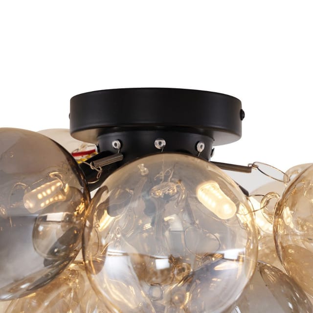 Qazqa Deckenleuchte Uvas, ohne Leuchtmittel, G9, Schwarz, Design, Glas, 4-flammig