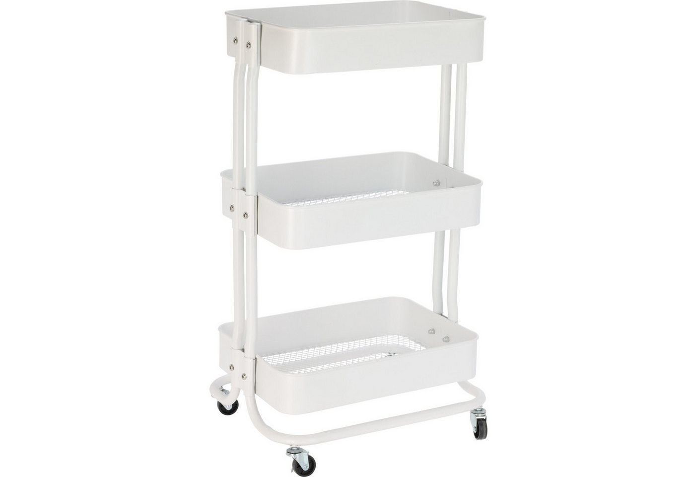 Koopman Küchenwagen Rollwagen Aufbewahrung Metall 76x46x33 cm Bausatz Montage Weiss, (1 St), Weiß, 76x46x33cm, Metall, 3 Ebenen, mit Rollen Bild 4
