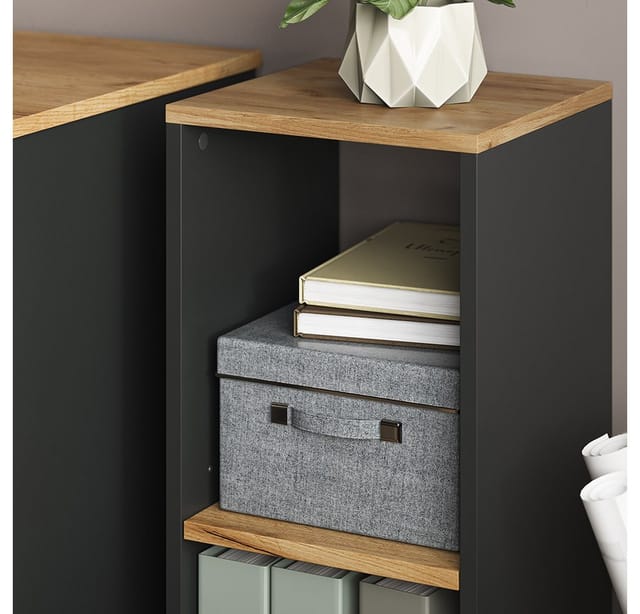 Vicco Bücherregal Tomy, Anthrazit/Goldkraft Eiche, 30 x 74 cm mit 2 offenen Fächern, 1-tlg.