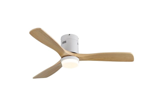 Sofucor Deckenventilator mit LED-Beleuchtung und Fernbedienung, 3 Holzlüfterblätter, DC, 132 cm, Timer, Sommer Winterbetrieb