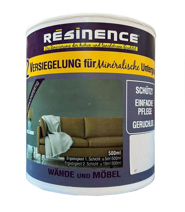 Resinence Kunstharzlack Versiegelung für mineralische Untergründe 500 ml Resinence, 500 ml, farblos