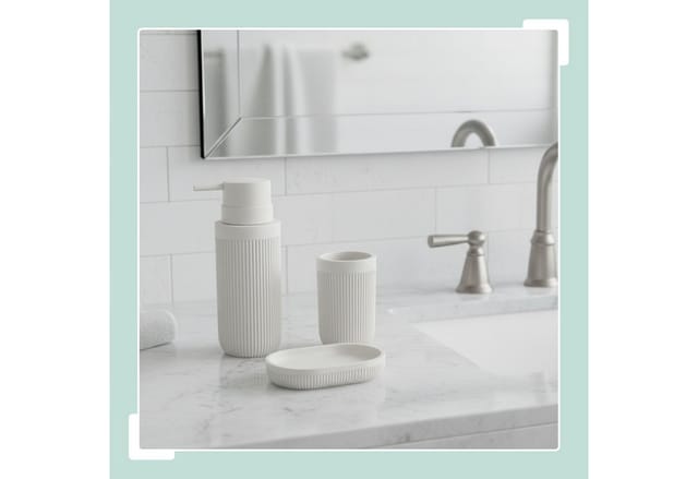 relaxdays Badaccessoire-Set Bad Accessoires 3-teilig, weiß