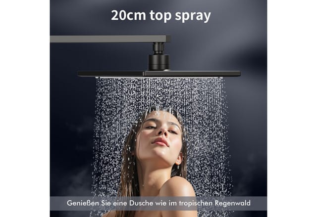 HOMELODY Duschsystem Regendusche Duschset ohne Armatur Ohne zusätzliches Bohren, 2 Strahlart(en), Regendusche Duschset mit Überkopfbrause Handbrause,Messing