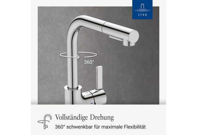 Villeroy & Boch Küchenarmatur Variaro FirmaFlow® Kartusche, mit Handbrause, 360° schwenkbarer Auslauf