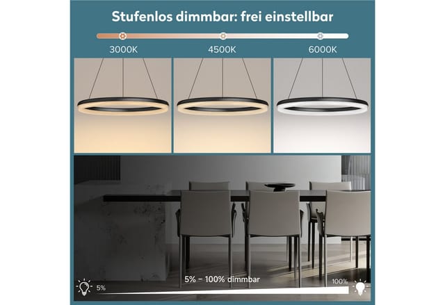 doporro Pendelleuchte Pendellampe Hängeleuchte Dimmbare LED-Lampe CRI≥95 Luvina05, LED-Pendelleuchte, CRI ≥ 95