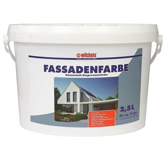 Wilckens Farben Fassadenfarbe Farbe Weiß matt 2,5 Liter Innen & Außen Wandfarbe