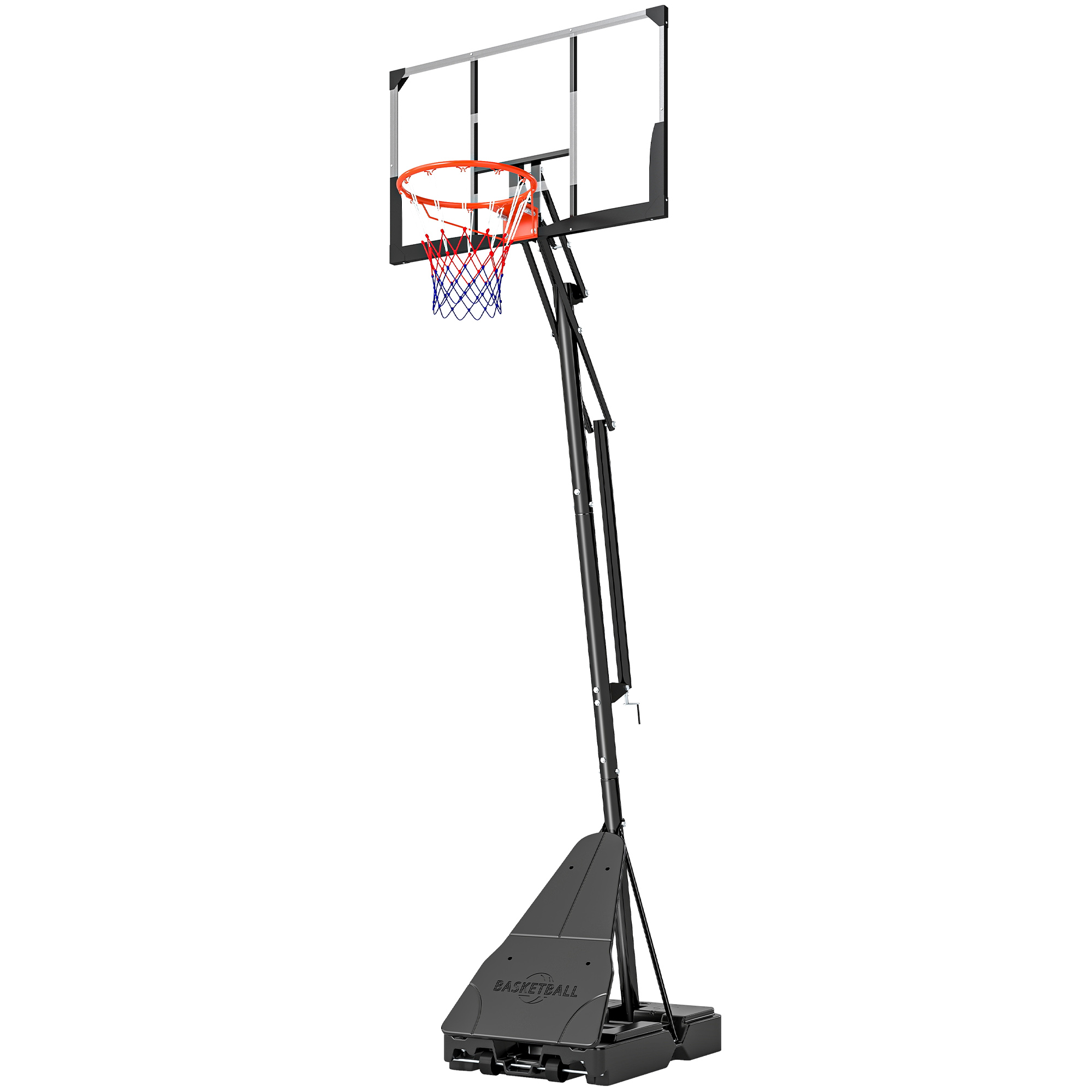 Outdoor-basketballkorb, Befüllbarer Sockel, Stahl, Pe Und Pc, 120 X 120 X 245–305 Cm