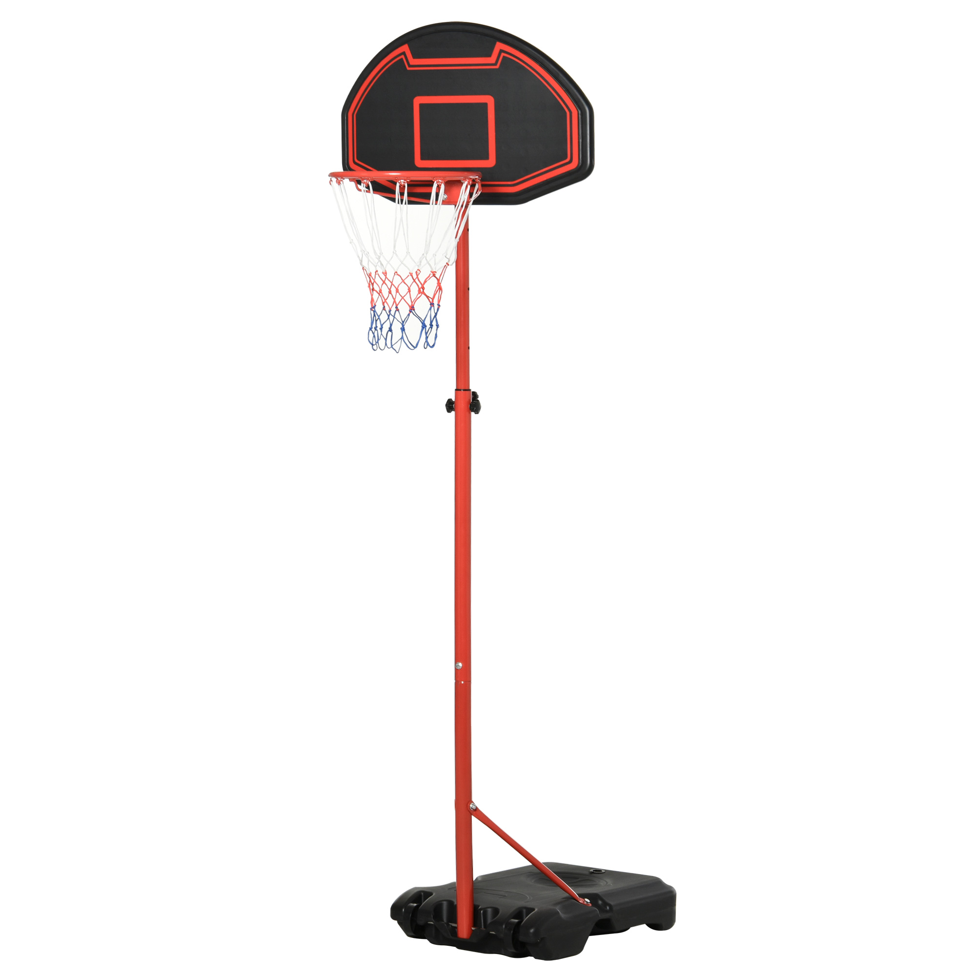 Mobiler Basketballkorb Für Den Außenbereich Mit Verstellbarer Höhe (193,5–248,5 Cm) Und Mit Wasser Oder Sand Befüllbarem Sockel, Stahl Und Nylon, 73 X 49 X 194–249 Cm