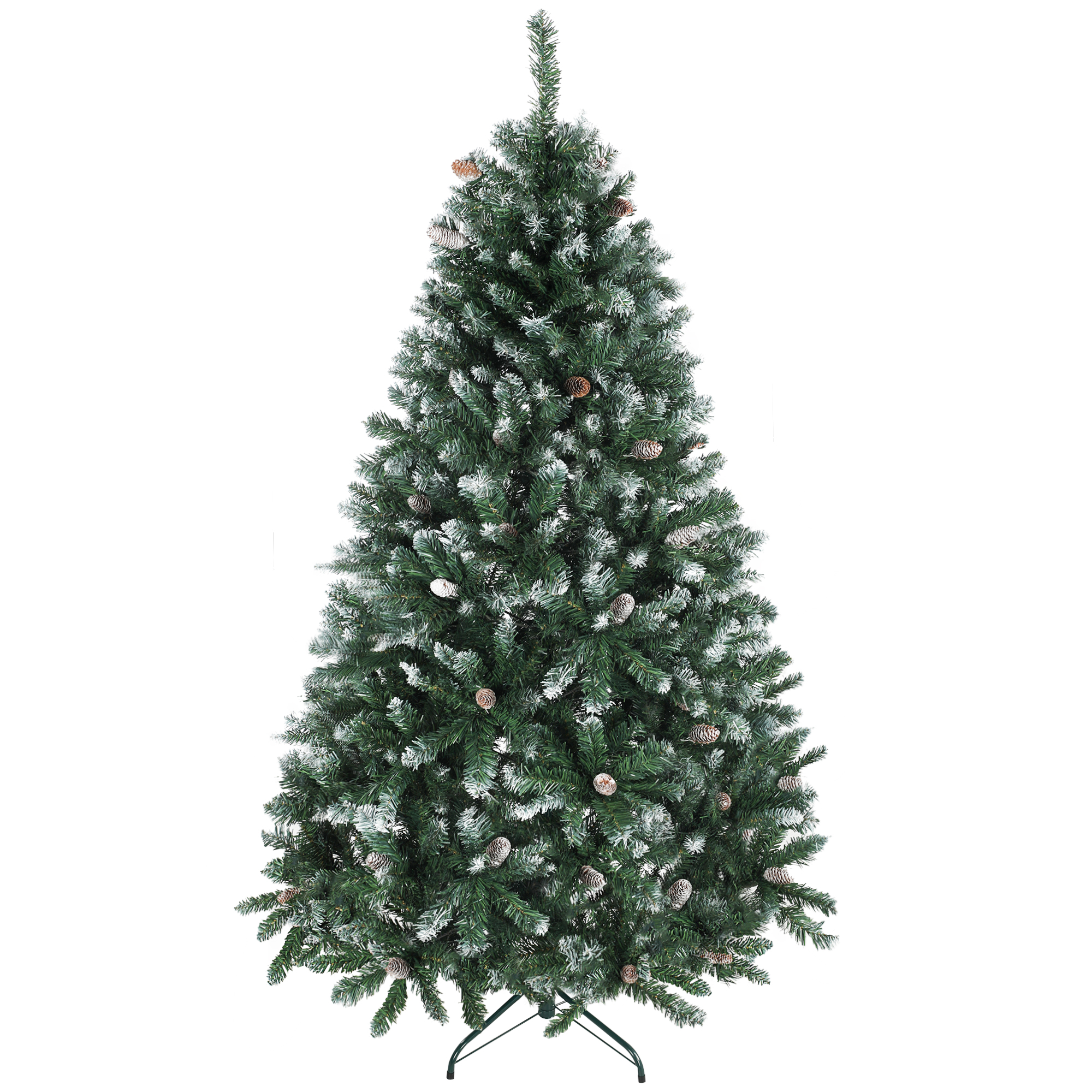 Verschneiter Weihnachtsbaum, 180 Cm, 910 Zweige Mit Tannenzapfen, Faltbarer Metallfuß, Grün
