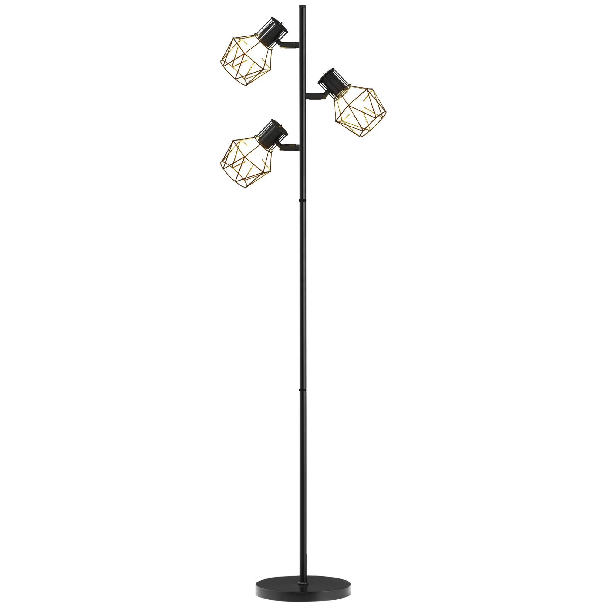 Wohnzimmer-stehlampe Mit 3 Leuchten, E27-fassung, Schwarz, 41 X 28 X 169 Cm
