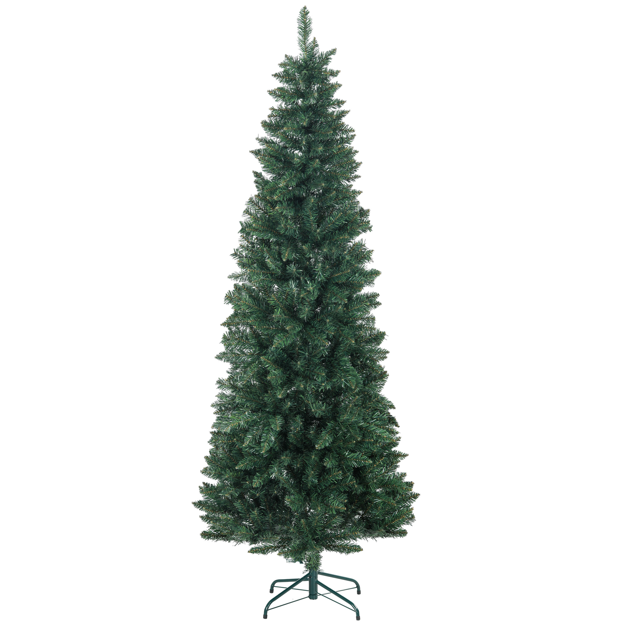 Künstlicher Weihnachtsbaum, 210 Cm Hoch, 687 Zweige, Schlank Und Hoch, Mit Faltbarem Fuß, Grün