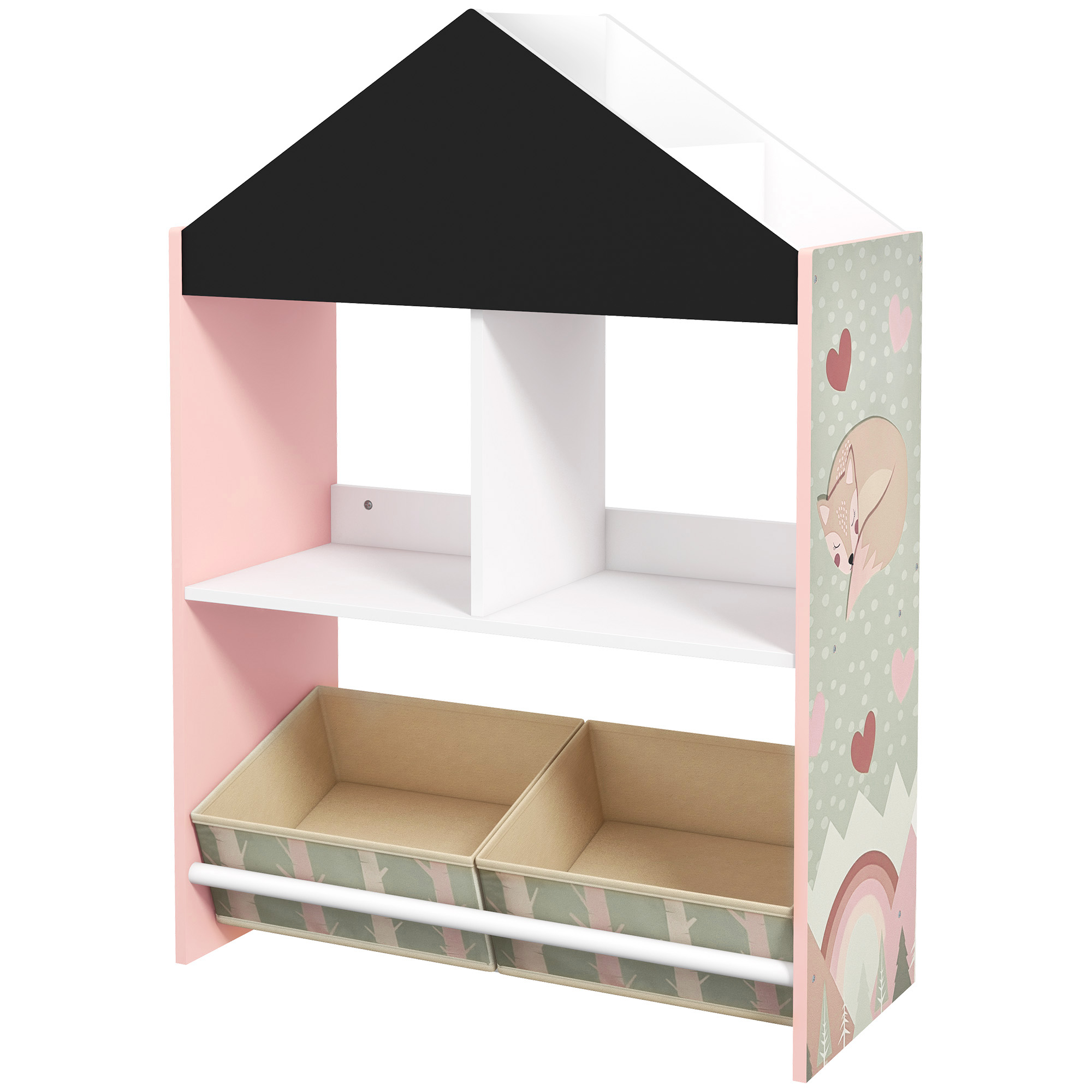 Kinderspielzeugregal Mit Herausnehmbaren Regalböden Und Schubladen, Rosa