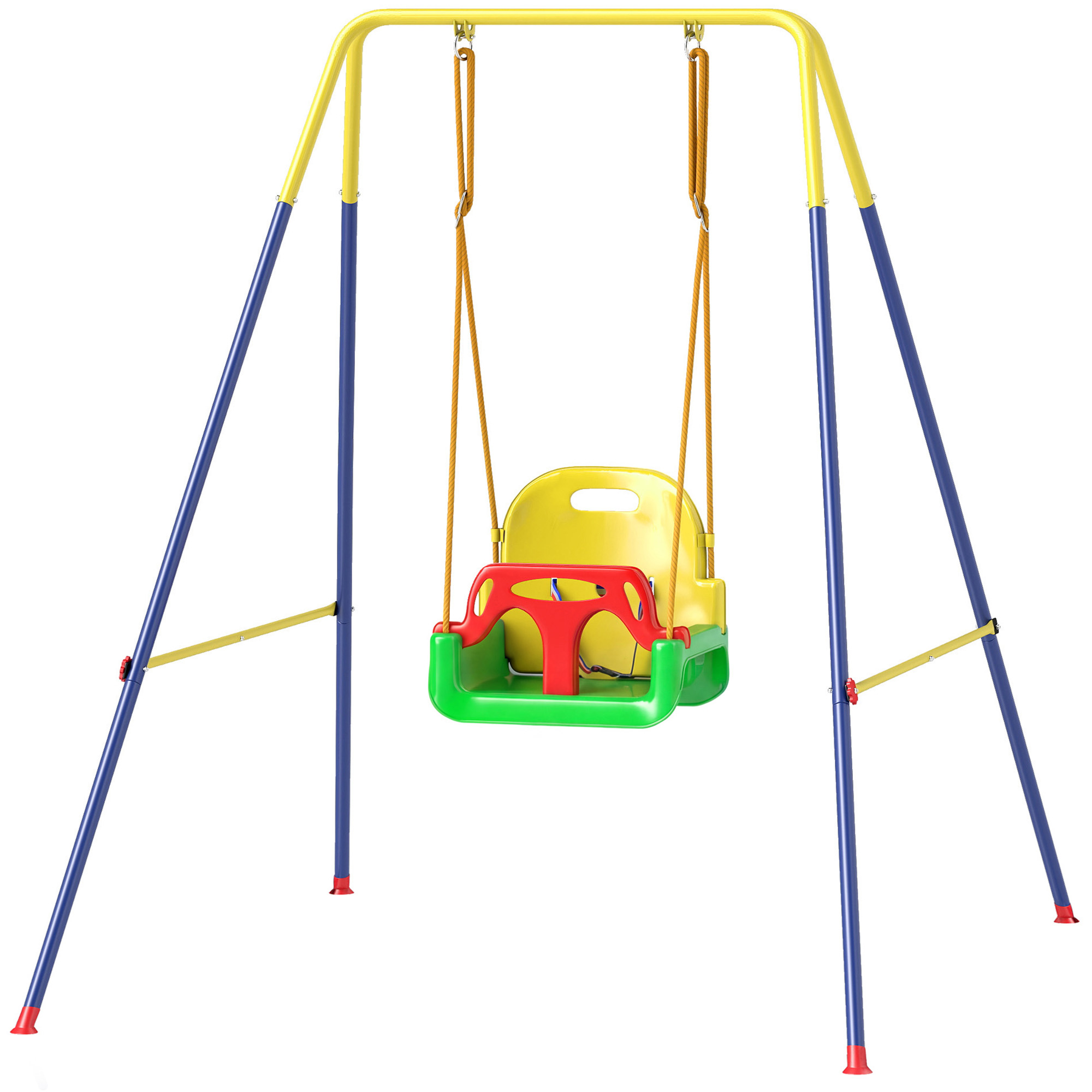 Verstellbare Gartenschaukel Für Kinder Mit Rückenlehne Und Sicherheitsbügel, Stahl Und Pp, 128 X 155 X 157 Cm, Grün