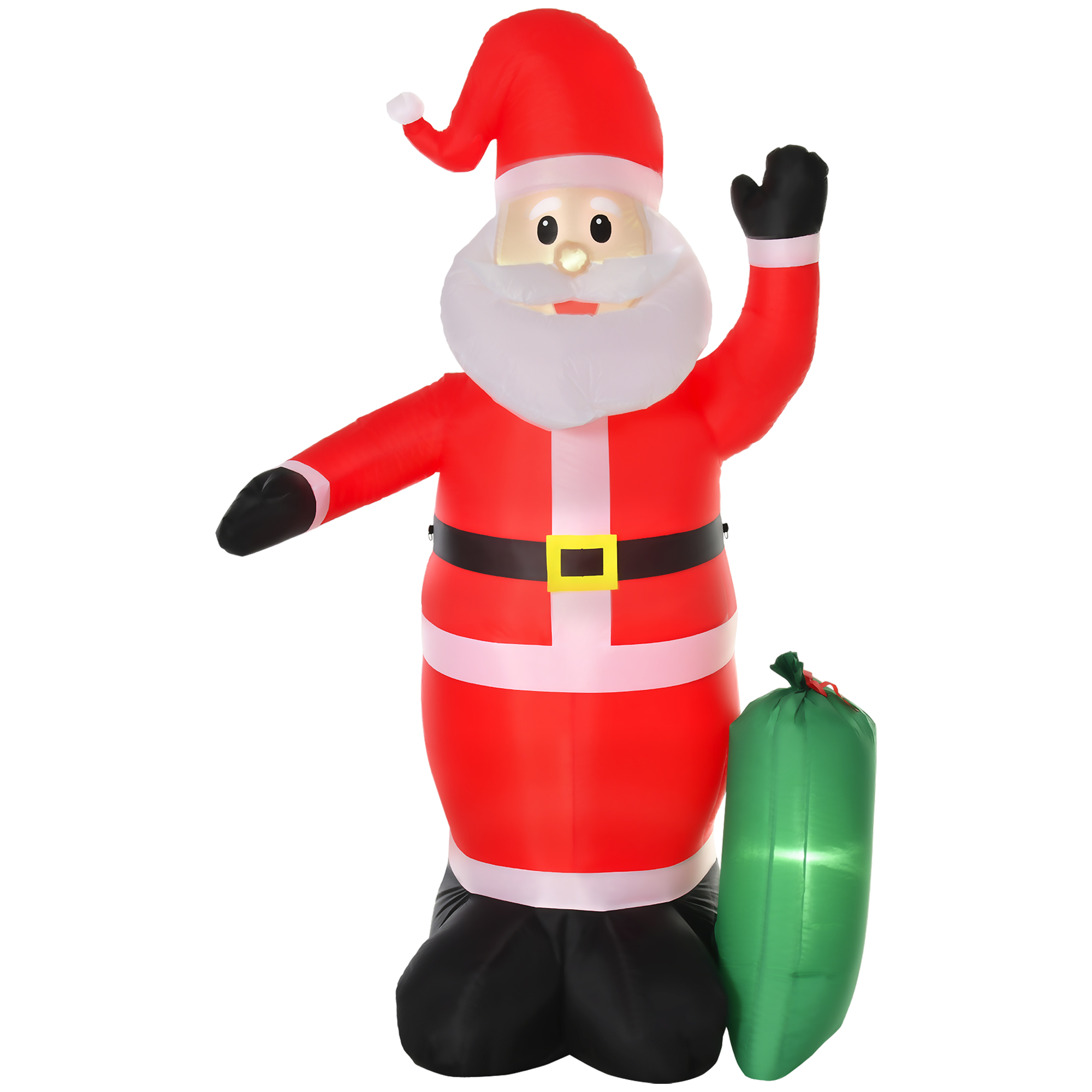 Aufblasbarer, Beleuchteter Weihnachtsmann (240 Cm) Mit Geschenktüte Und Led-weihnachtsdekoration