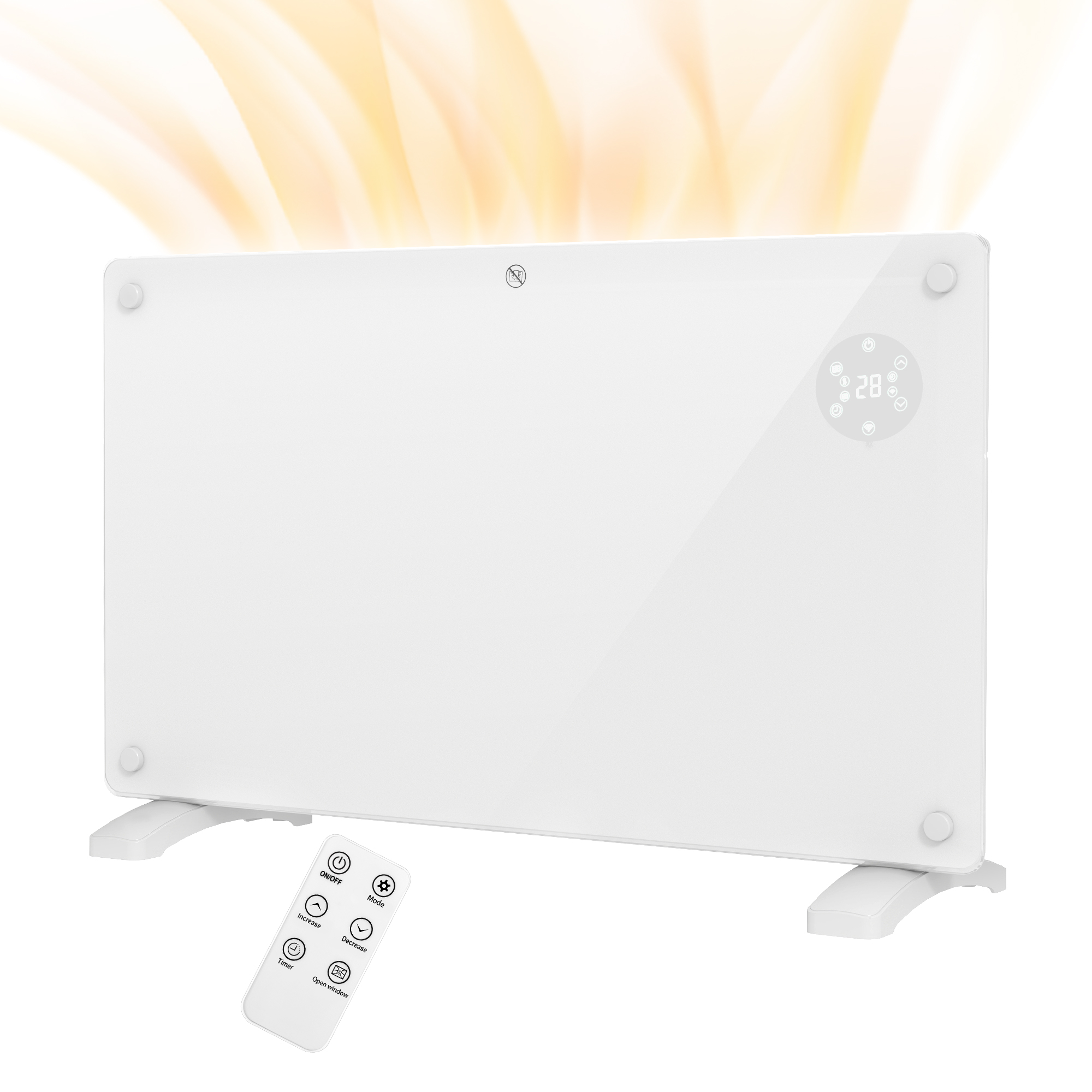 1500-watt-elektroheizkörper, Zur Wand- Oder Standmontage, Mit Led-anzeige, 24-stunden-/wochentimer, Thermostat Und Fernbedienung.