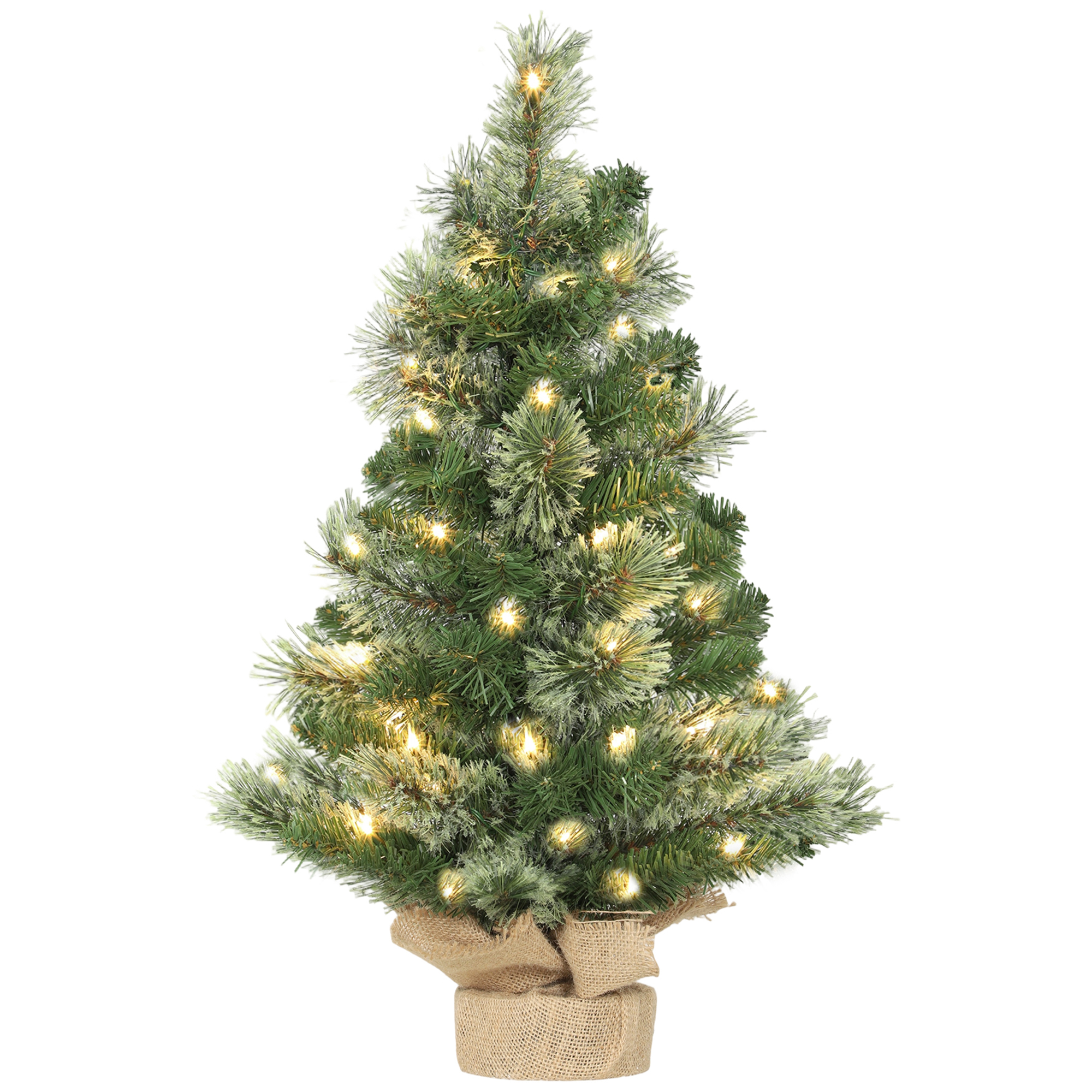 Kleiner Weihnachtsbaum, 60 Cm, 35 Weiße Led-lichter, 68 Dichte, Feuerhemmende Zweige, Grün
