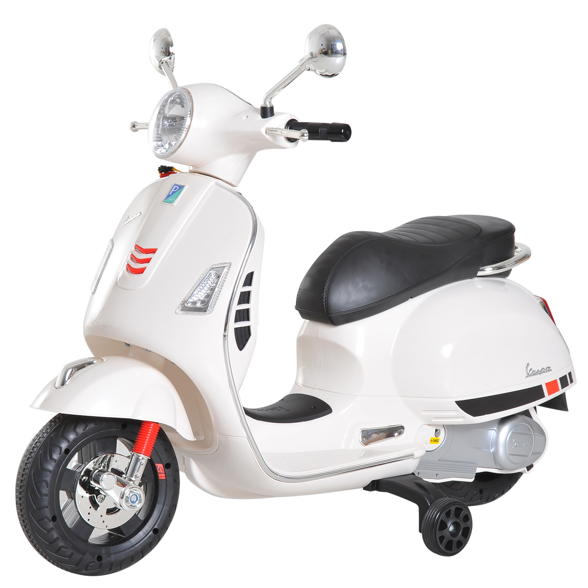 Elektrische Vespa (6v) Für Kinder, Motorrad Mit Geräuschen Und Lichtern, Weiß, Für Kinder Von 3-6 Jahren