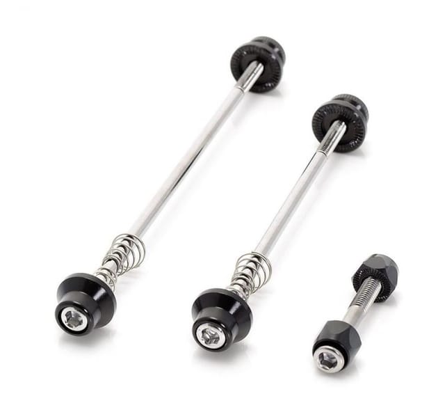 XLC Montagewerkzeug Schnellspanner-Komplett-Set, 5 mm Innensechskant, (3-tlg), VR (100 mm) + HR (150 mm) + Sattelschnellspanner, 3-teilig (1 Set)