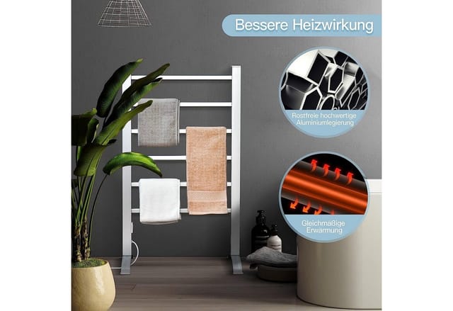 KOMFOTTEU Heizkörper 2 in 1 elektrischer Handtuchwärmer, Badheizkörper 100W