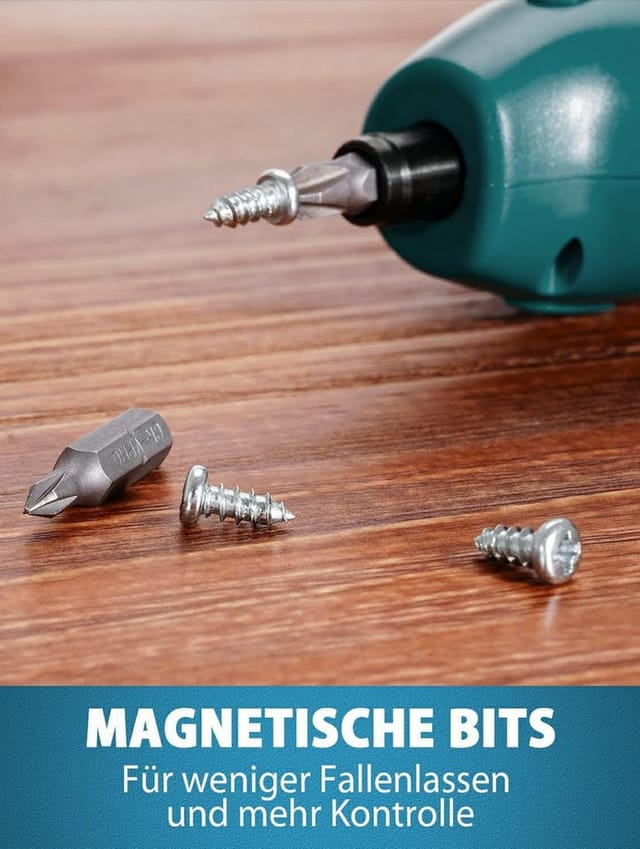 Aleapow Akku-Schrauber, 200,00 U/min, 5,00 Nm, (Mini Akkuschrauber, 11-tlg., 2000mAh 3,6 V Akkuschrauber Klein), Schraubendreher mit 9+1 Bits LED Licht, USB Ladekabel für Schrauben