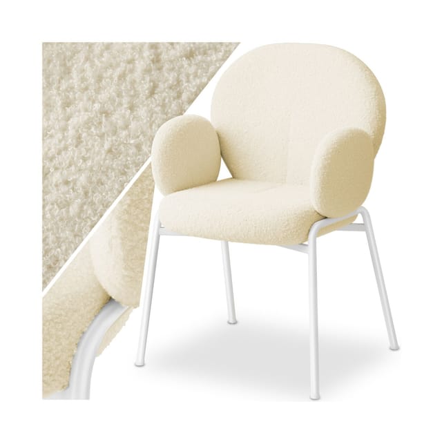 tectake Esszimmerstuhl Stuhl Scandi gepolstert, Bouclé-Stoff (Set, 1 St), Extrem weiche Schaumstoffpolsterung, kuscheligem Bouclé-Stoffüberzug