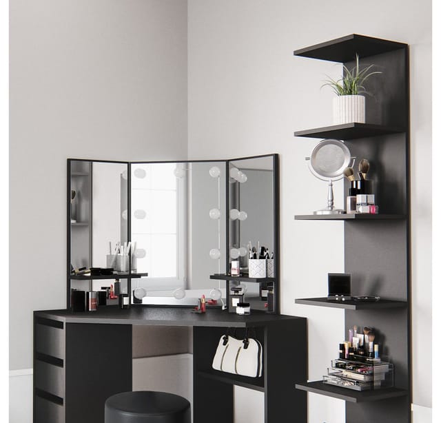 Vicco Bücherregal Paolo, Schwarz, 28 x 190 cm 2er Set, 2-tlg.