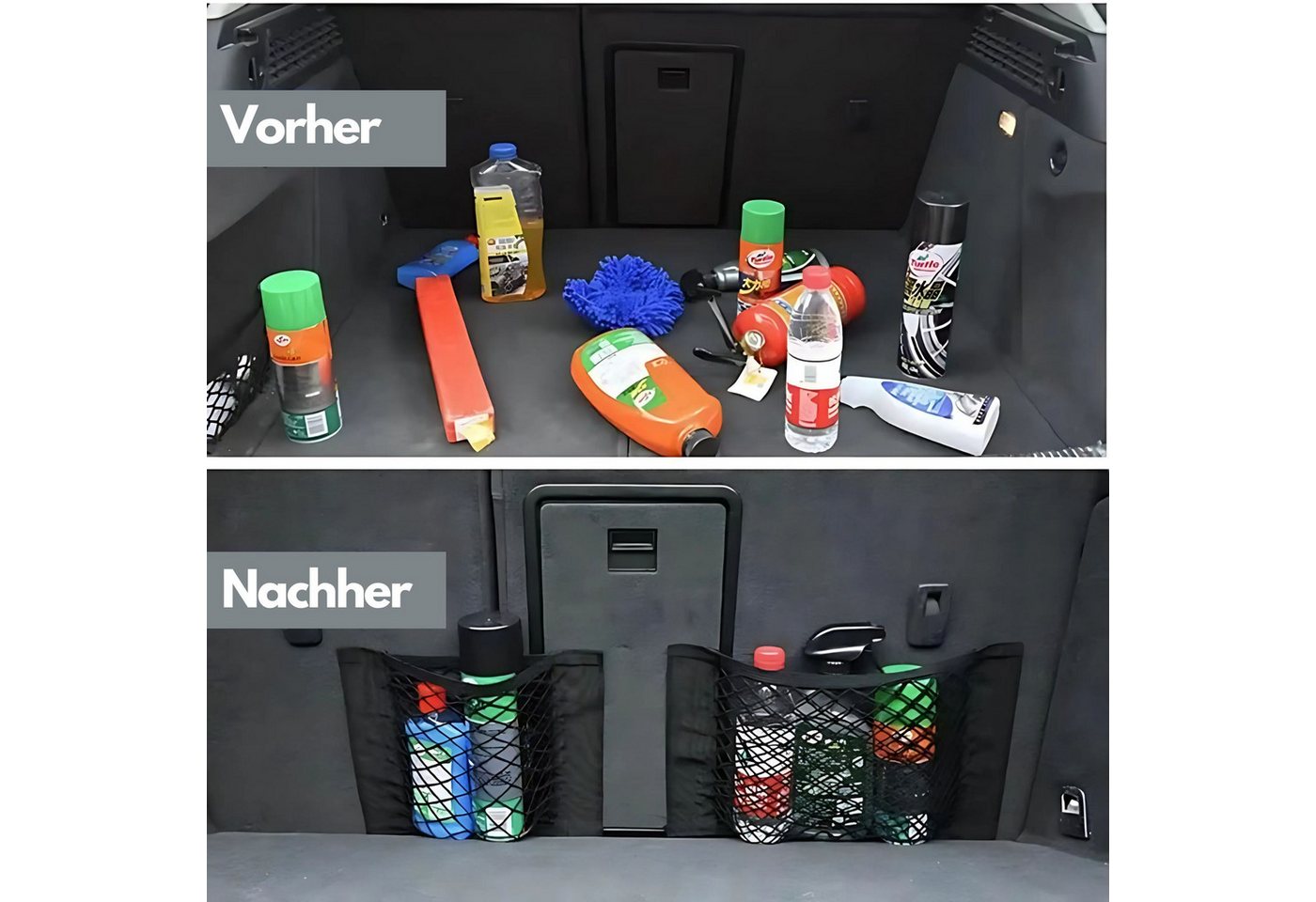 HS.SUPPLY Organizer Auto Netz, Ablagenetz, selbsthaftendes Mesh Netz, Auto Gepäcknetz (Komplettset, 1-tlg), Sichert zuverlässig Ihre Gegenstände, Sich anpassendes Mesh-Netz Bild 4