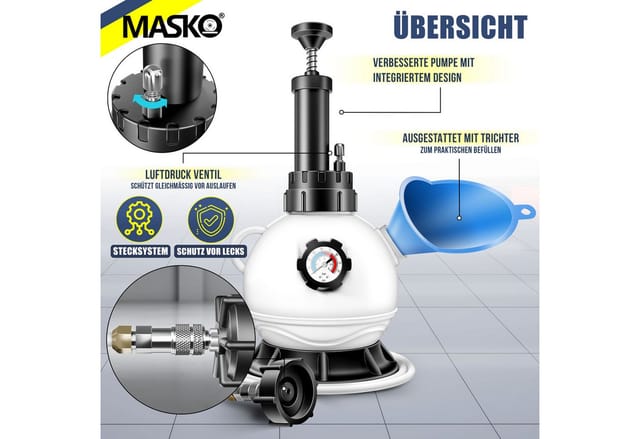 MASKO Bremsscheiben-Richtwerkzeug, Bremsflüssigkeits-Wechselgerät 3L für Scheibenbremsen & Trommelbremsen