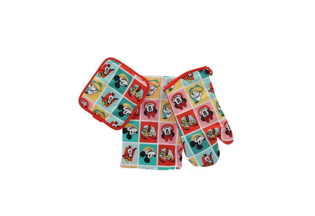 Disney Topflappen Küchenset Ofenhandschuh und Schürze für kleine Köche Bunt