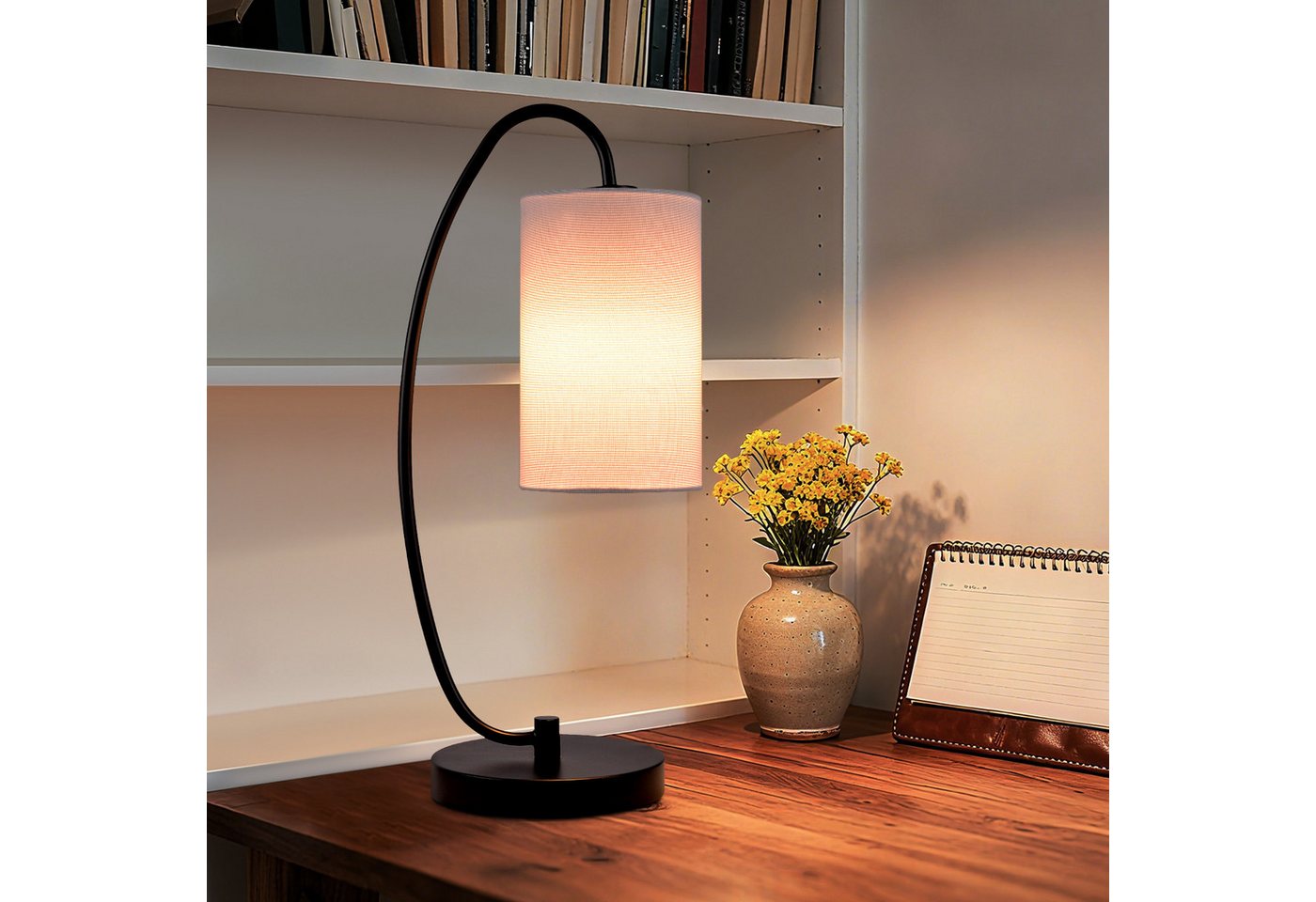 STANBOW Tischleuchte Tischlampe, Skandinavisch-Minimalistisch, Lesen, Entspannen& Dekor, ohne Leuchtmittel, 53 cm, E27, Schwarz/Weiß, für Schreibtisch & Nachttisch