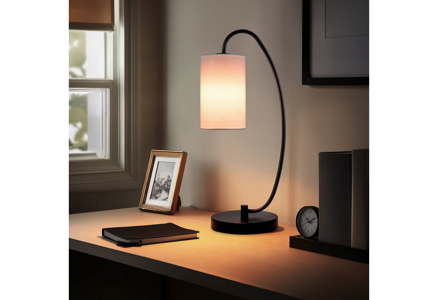 STANBOW Tischleuchte Tischlampe, Skandinavisch-Minimalistisch, Lesen, Entspannen& Dekor, ohne Leuchtmittel, 53 cm, E27, Schwarz/Weiß, für Schreibtisch & Nachttisch Bild 2