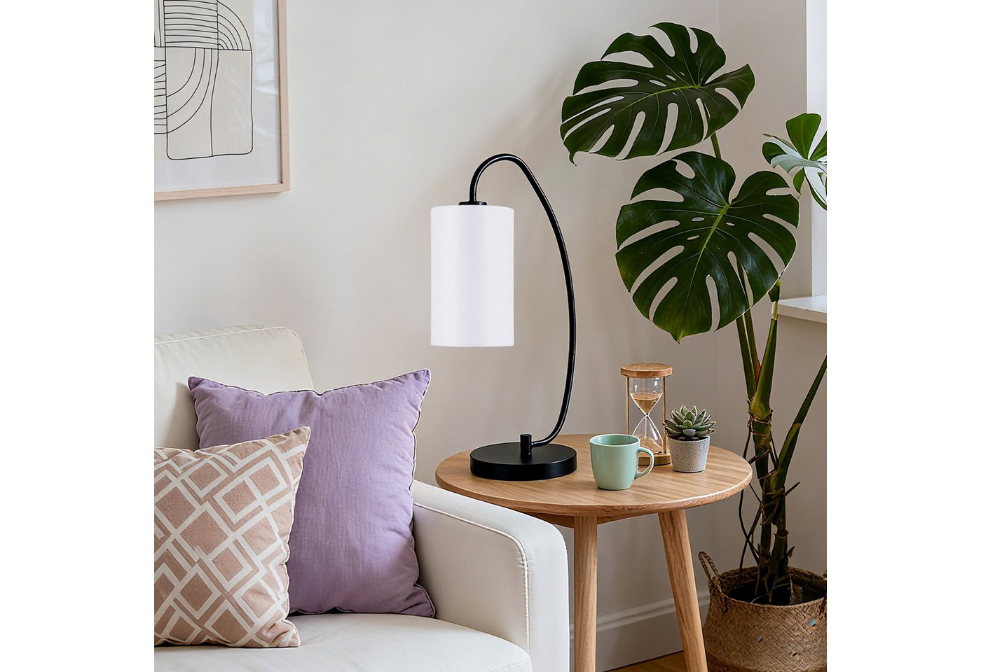 STANBOW Tischleuchte Tischlampe, Skandinavisch-Minimalistisch, Lesen, Entspannen& Dekor, ohne Leuchtmittel, 53 cm, E27, Schwarz/Weiß, für Schreibtisch & Nachttisch Bild 3