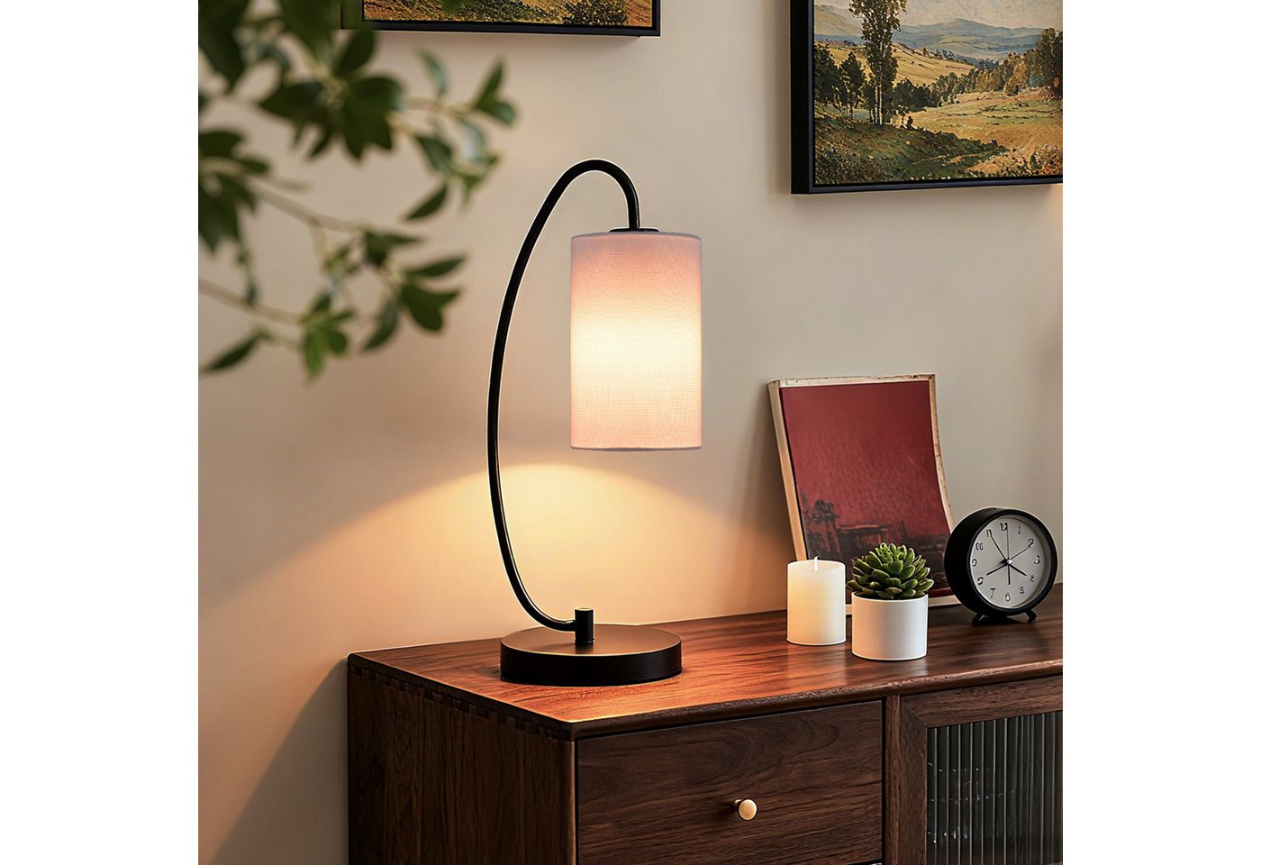 STANBOW Tischleuchte Tischlampe, Skandinavisch-Minimalistisch, Lesen, Entspannen& Dekor, ohne Leuchtmittel, 53 cm, E27, Schwarz/Weiß, für Schreibtisch & Nachttisch Bild 5