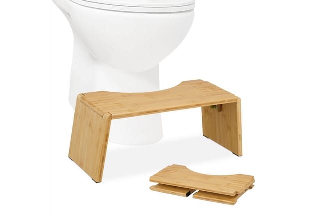 relaxdays Badhocker Klappbarer Toilettenhocker aus Bambus