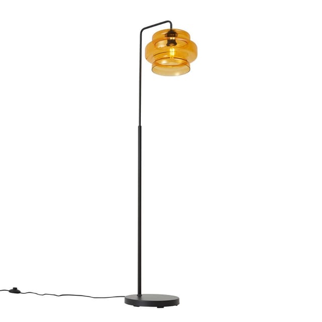 Qazqa Stehlampe Denise, ohne Leuchtmittel, E27, Orange, Retro, Glas, 1-flammig