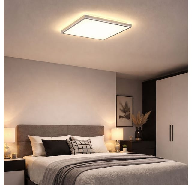 Briloner Leuchten LED Deckenleuchte, LED-Leuchtmittel fest verbaut, Warmweiß, Deckenlampe Panel Deckenleuchte silber Alu Backlight LED L 42,2 cm