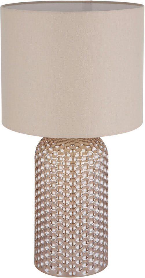 GLOBO LIGHTING Tischleuchte SOFIA, H 50 cm, Champagnerfarben, Glas, Textil, ohne Leuchtmittel