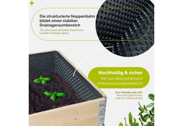 Garronda Baufolie Noppenfolie für Hochbeet im Garten als Hochbeet Einlage GD-0182, (1-St)