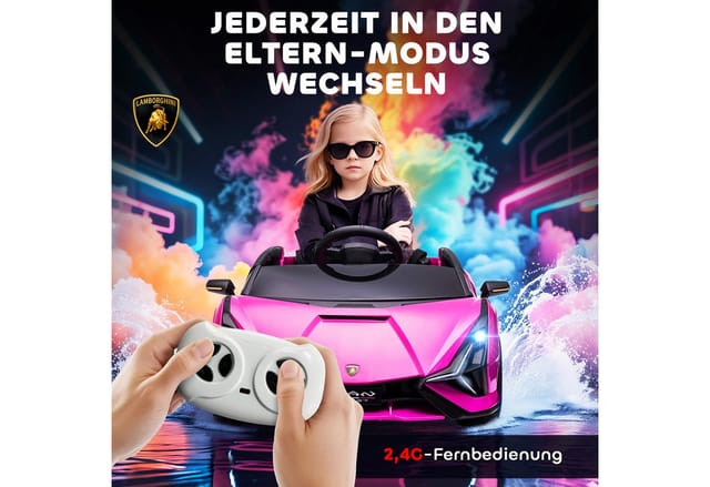 HOMCOM Elektro-Kinderauto Kinderfahrzeug, Elektroauto mit Fernbedienung Musik(MP3/USB), Belastbarkeit 25 kg, (1-tlg), für 3-5 Jahre Kinder, Rosa